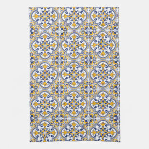 💙 💛 Schönes Blau und Gelb Azulejos 9 Geschirrtuch