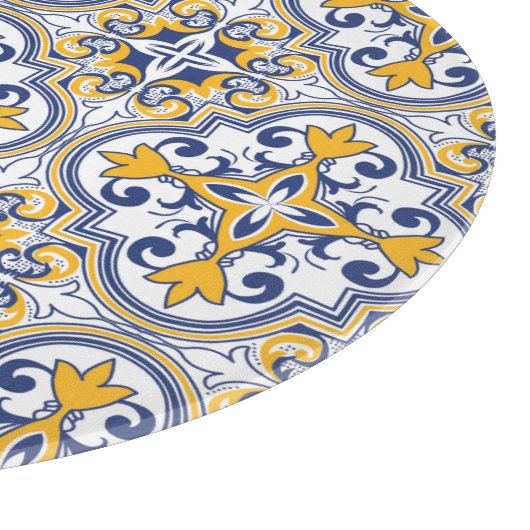 💙 💛 Schönes Blau und Gelb Azulejos 9 Schnitt Schneidebrett (Ecke)
