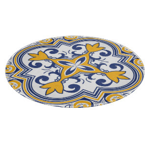 💙 💛 Schönes Blau und Gelb Azulejos 9 Schnitt Schneidebrett