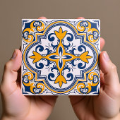 💙 💛 Schönes Blau und Gelb Azulejos IX, Fliese