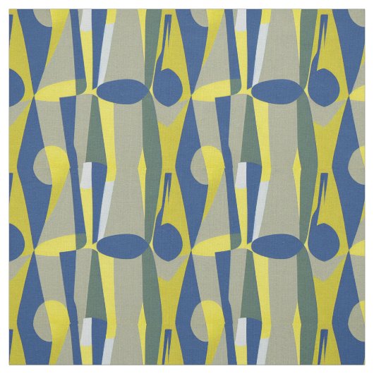 Schönes Blau und Gelb Mittelalter Abstrakt Stoff (Muster)