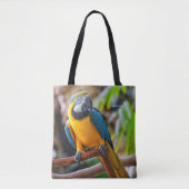Schönes Blau und Gold Macaw Tasche (Vorderseite)