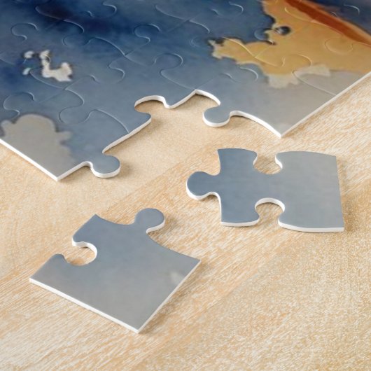 Schönes Blau und Gold Sunset Puzzle (Seite)