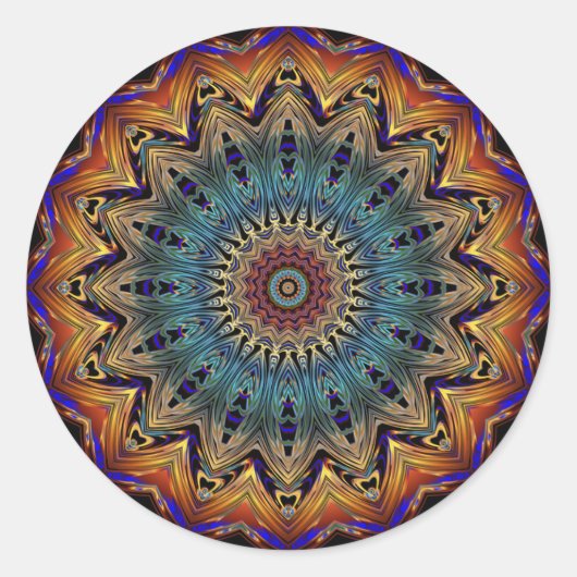 Schönes Blau und Kupfer Mandala Sticker (Vorderseite)