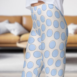 Schönes Blau und Schnee Weißer Polka Dot Muster Leggings