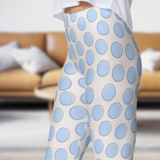 Schönes Blau und Schnee Weißer Polka Dot Muster Leggings