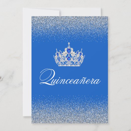 Schönes Blau und Silver Quinceanera Einladungen (Rückseite)