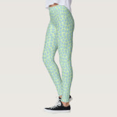 Schönes Blau und Tee Green Polka Dot Muster Leggings (Links)