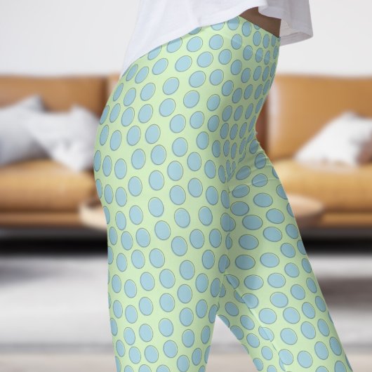 Schönes Blau und Tee Green Polka Dot Muster Leggings