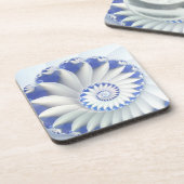 Schönes Blau und Weiß Meer Muschel Feines Fraktal Getränkeuntersetzer (Linke Seite)