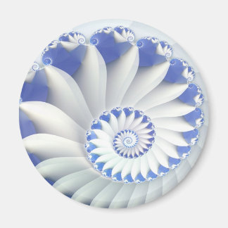 Schönes Blau und Weiß Meer Muschel Feines Fraktal Magnet