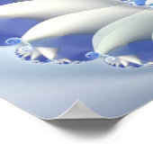 Schönes Blau und Weiß Meer Muschel Feines Fraktal  Poster (Ecke)