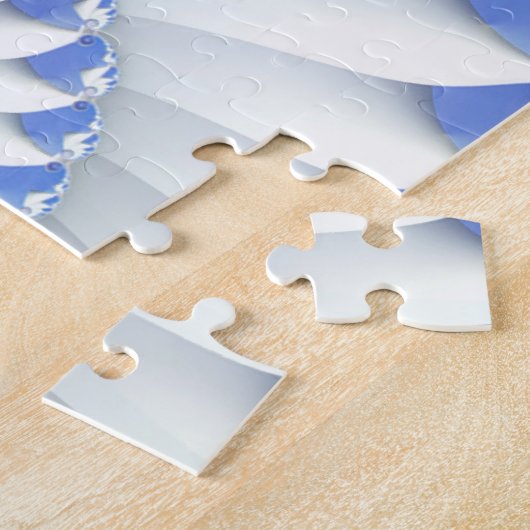 Schönes Blau und Weiß Meer Muschel Feines Fraktal  Puzzle (Seite)