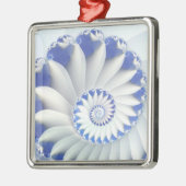 Schönes Blau und Weiß Meer Muschel Feines Fraktal  Silbernes Ornament (Links)