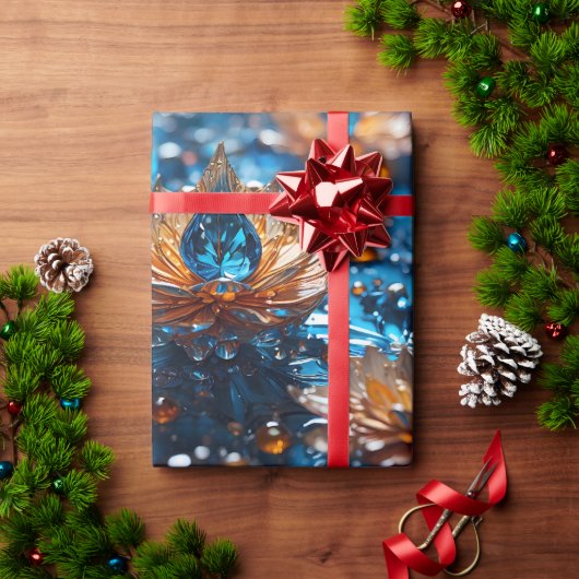 Schönes Blau- und Weißkristall Geschenkpapier (Feiertagsgeschenk)