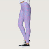 Schönes Blau und Wisteria Polka Dot Pattern Leggings (Links)