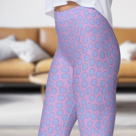 Schönes Blau und Wisteria Polka Dot Pattern Leggings