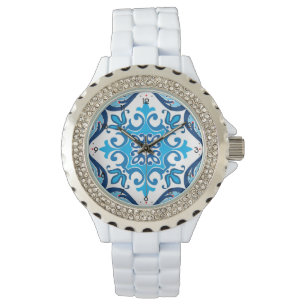 💙 🤍 Schönes Blau - Weiß Azulejos X,   Watc Armbanduhr