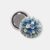Schönes Blau-Weiß-Blumenarrangement Magnet (Vorderseite/Rückseite)