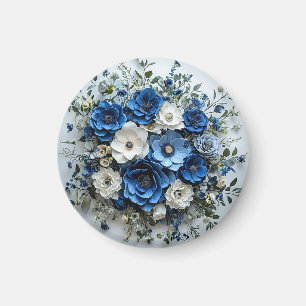 Schönes Blau-Weiß-Blumenarrangement Magnet