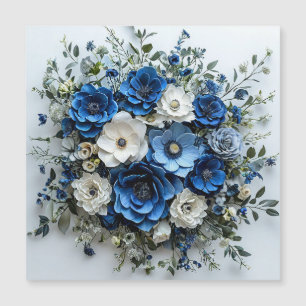 Schönes Blau-Weiß-Blumenarrangement Magnetkarte
