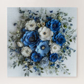 Schönes Blau-Weiß-Blumenarrangement Puzzle (Horizontal)