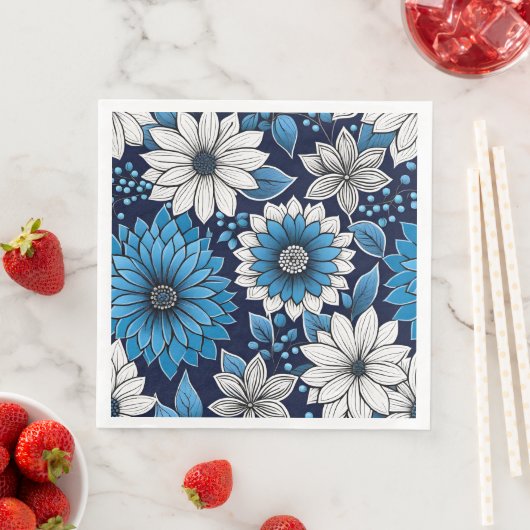 Schönes Blau-Weiß-Muster Serviette (Beispiel)