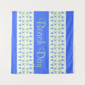 Schönes Blau Weiß und weich grün Gemustert Wandteppich (Vorderseite (Horizontal))