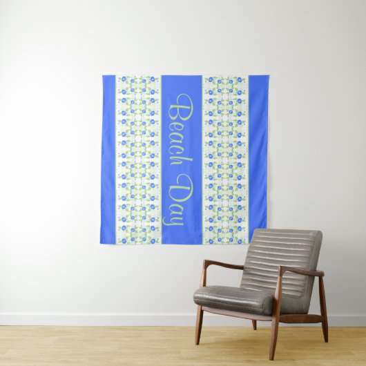 Schönes Blau Weiß und weich grün Gemustert Wandteppich (Beispiel (Horizontal))