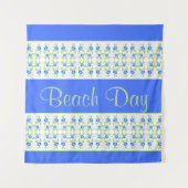 Schönes Blau Weiß und weich grün Gemustert Wandteppich (Vorderseite)