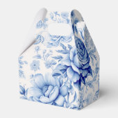 Schönes Blau & Weiße Rosen & Wildblumen Geschenkschachtel (Rückseite)