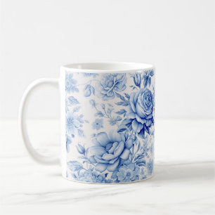 Schönes Blau & Weiße Rosen & Wildblumen Kaffeetasse