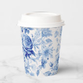 Schönes Blau & Weiße Rosen & Wildblumen Pappbecher (Links)