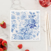 Schönes Blau & Weiße Rosen & Wildblumen Serviette (Beispiel)