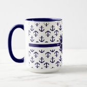 Schönes blaues Anchor-Muster Nautical Theme Tasse (Links)