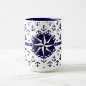 Schönes blaues Anchor-Muster Nautical Theme Tasse (Zentrum)