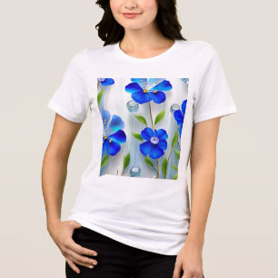 Schönes blaues Blumenjuwel Design mit Edelsteinen Tri-Blend Shirt
