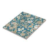 Schönes blaues Blumenmuster Fliese (Seite)