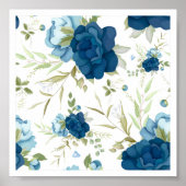 Schönes blaues Blumenmuster Nahtloses Muster Poster (Vorne)