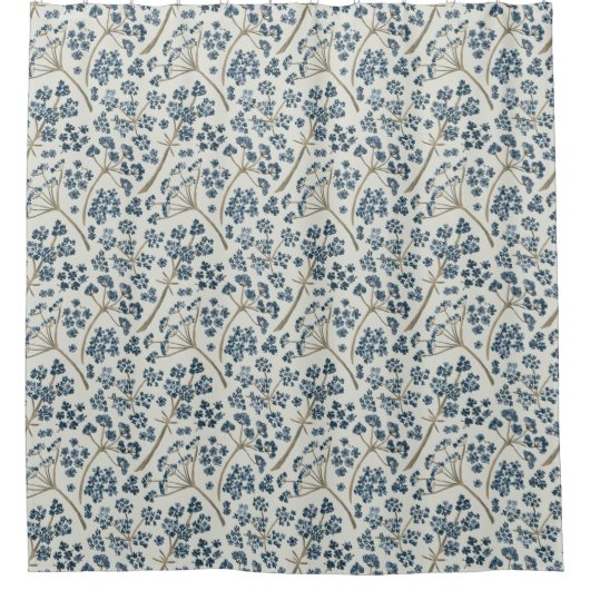 Schönes blaues botanisches Muster Duschvorhang (Vorderseite)