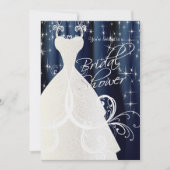Schönes blaues Brautparty mit funkelnden Sternen Einladung (Vorderseite)