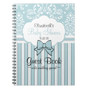 Schönes blaues Damast-Babyparty-Gast-Buch Notizblock