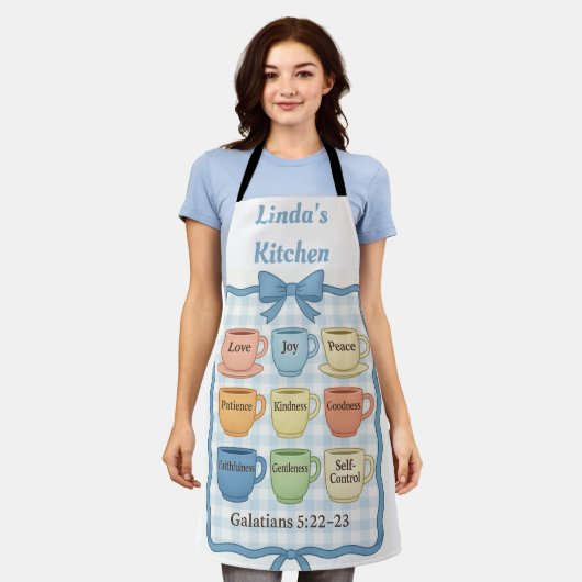 Schönes blaues Design Schürze (Getragen)