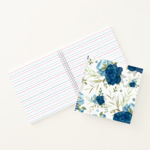 Schönes blaues florales nahtloses Muster Notizblock