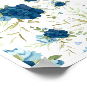 Schönes blaues florales nahtloses Muster Poster