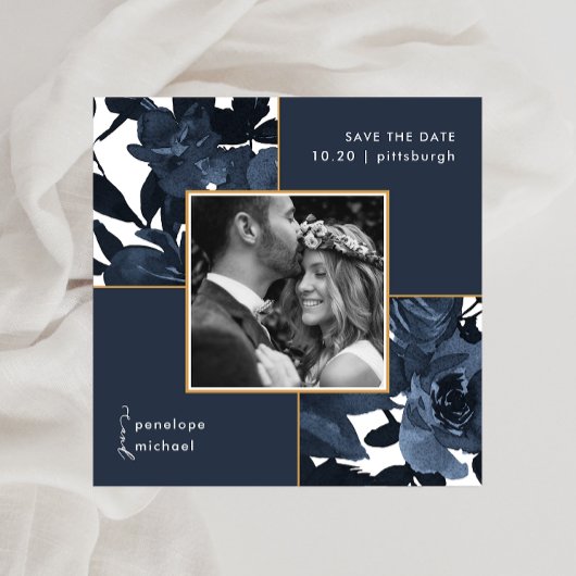 Schönes blaues Foto Hochzeit spart das Datum Save The Date