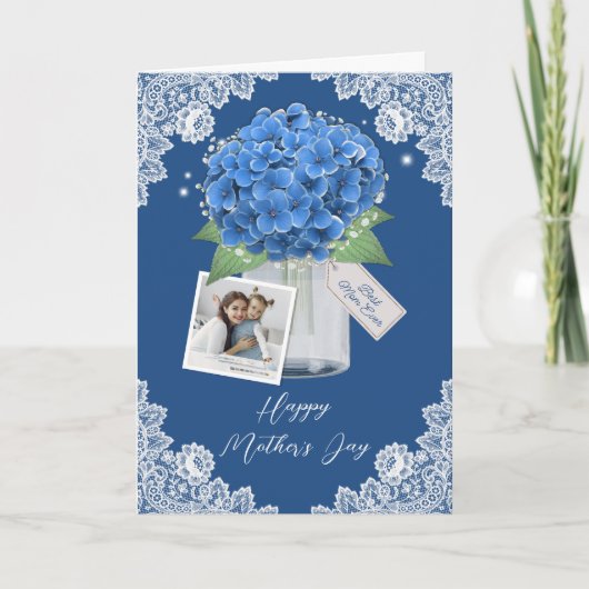 Schönes blaues Foto zum Muttertag Karte (Vorderseite)