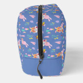 schönes blaues Gartenmuster Monogram Name Waschbeutel (Rechts)