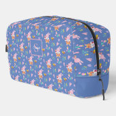 schönes blaues Gartenmuster Monogram Name Waschbeutel (Rechte Ecke)