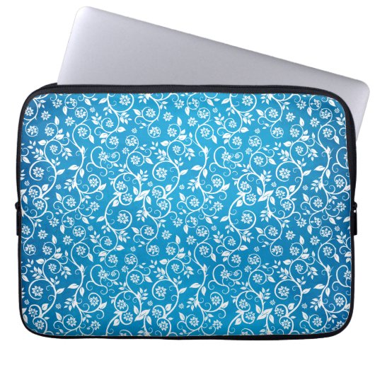 Schönes blaues geometrisches Muster Laptopschutzhülle (Vorderseite)